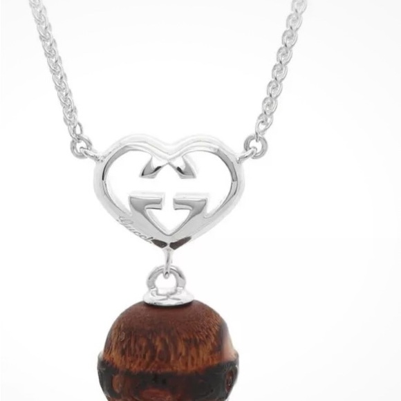 Gucci ‘LOVE BRITT’ sterling Interlocking GG Heart and Bamboo Necklace, Rare - Picture 8 of 12